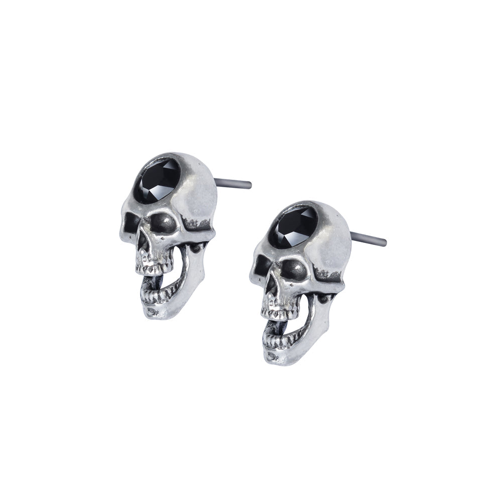 Alchemy Gothic Screaming Skull Pair of Stud Earrings (E427)