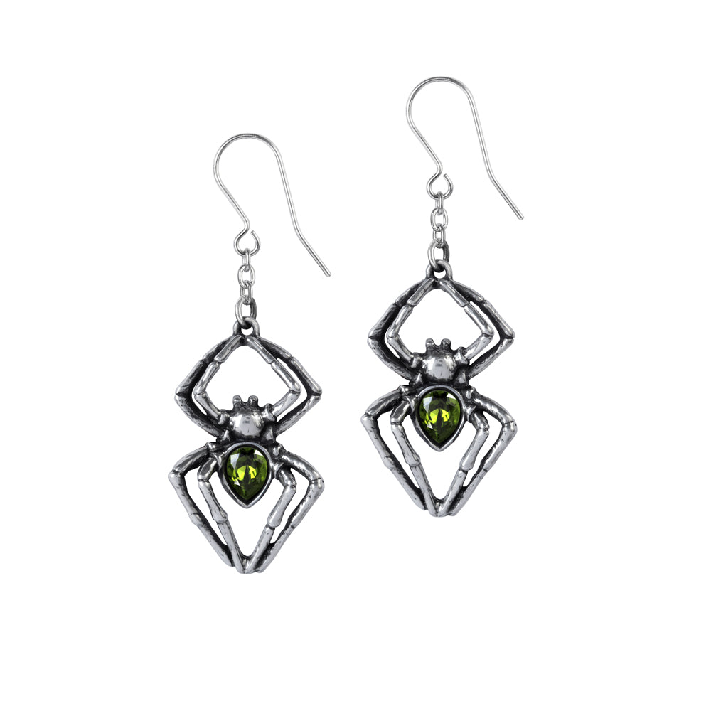 Alchemy Gothic Emerald Venom Pair of Dropper Earrings (E428)