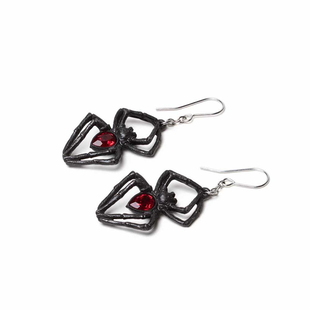 Alchemy Gothic Black Widow Pair of Dropper Earrings (E428B)