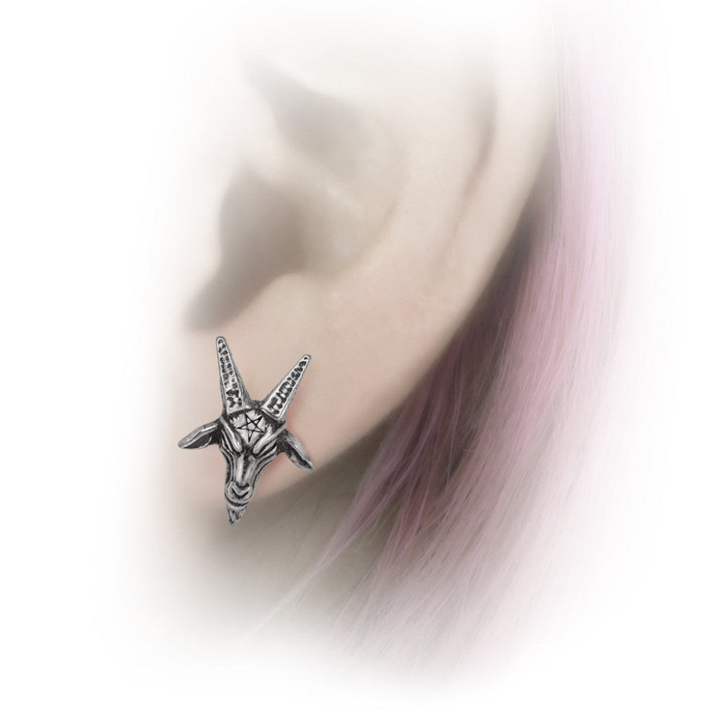 Alchemy Gothic Baphomet Pair of Stud Earrings (E449)