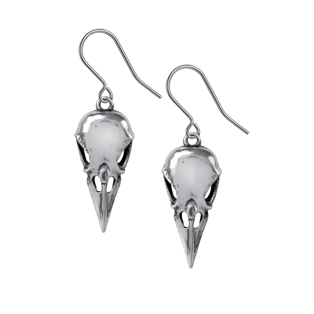 Alchemy Gothic Coeur Crane Pair of Dropper Earrings (E462)