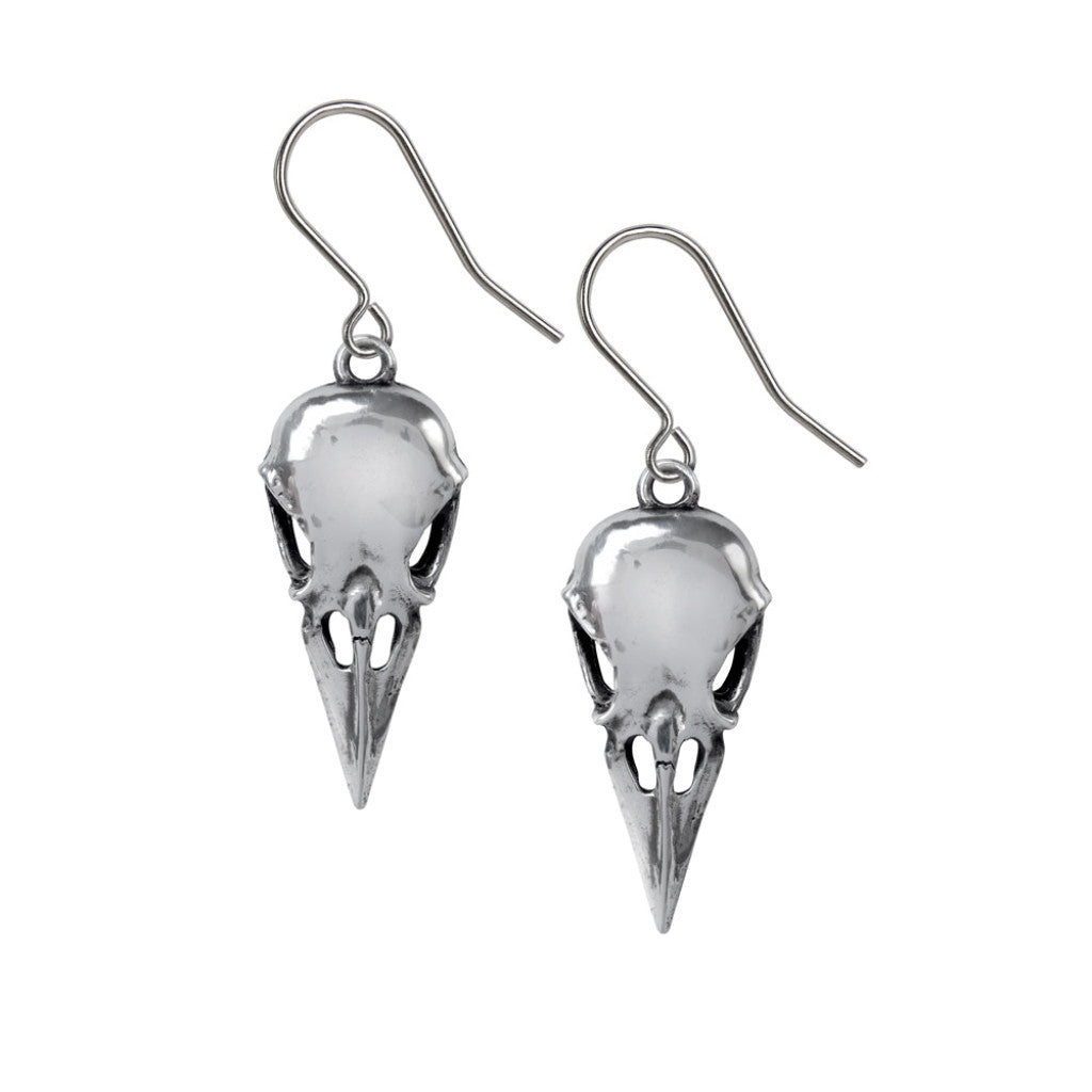 Alchemy Gothic Coeur Crane Pair of Dropper Earrings (E462)