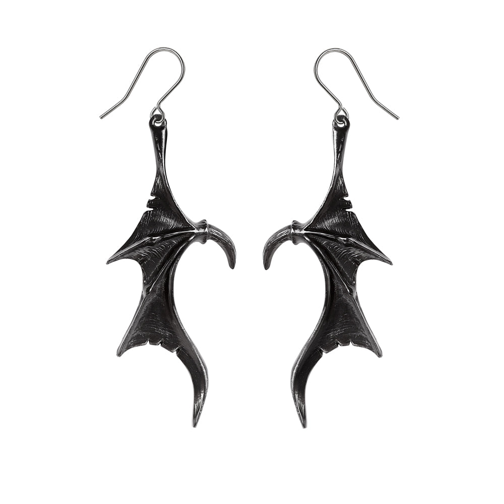 Alchemy Gothic Wings Of Midnight Pair of Dropper Earrings (E463)