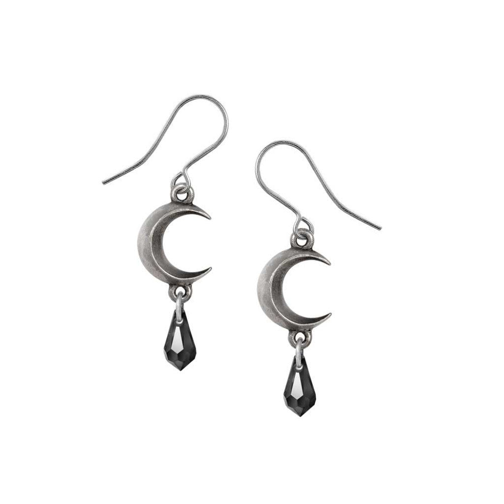 Alchemy Gothic Tears of the Moon - Black Pair of Dropper Earrings (E477B)