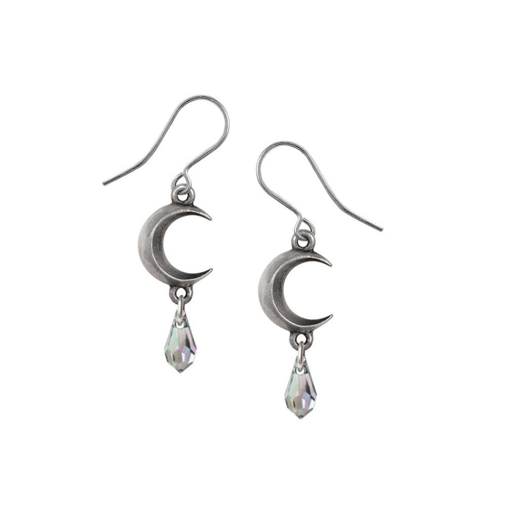 Alchemy Gothic Tears of the Moon - Crystal Pair of Dropper Earrings (E477C)
