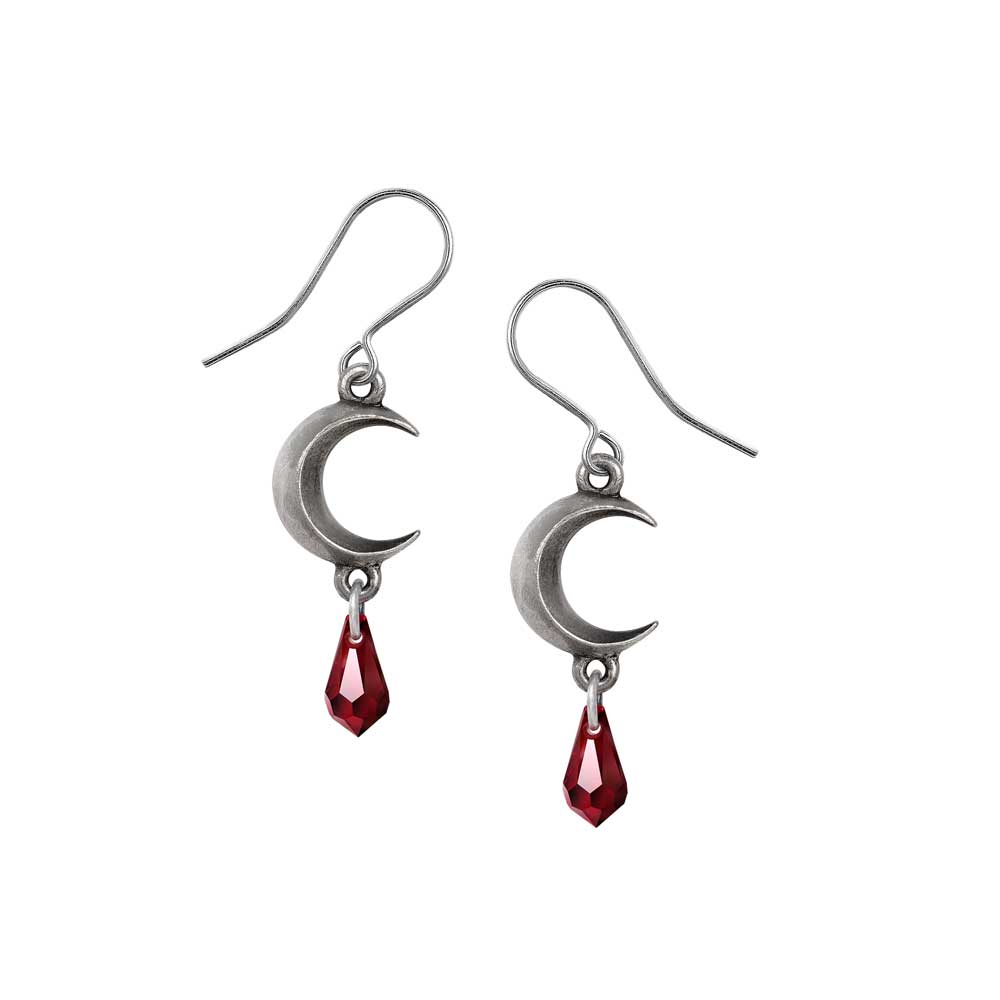 Alchemy Gothic Tears of the Moon - Red Pair of Dropper Earrings (E477R)
