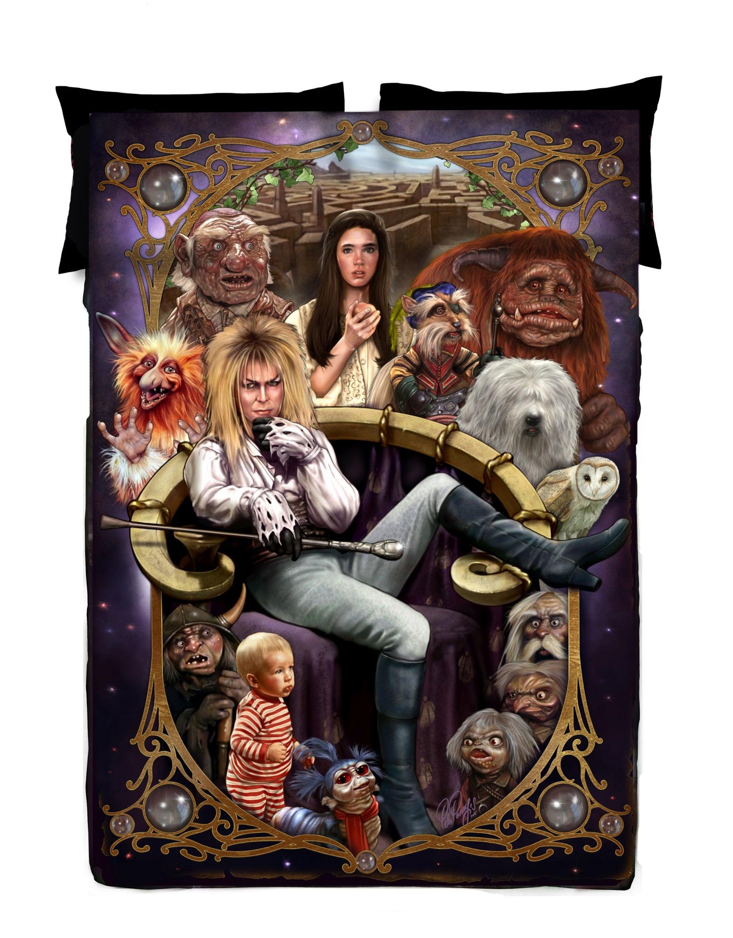Horror Movie Blanket - Labyrinth Blanket - Luxury Twin / Double Velveteen Fleece Blanket