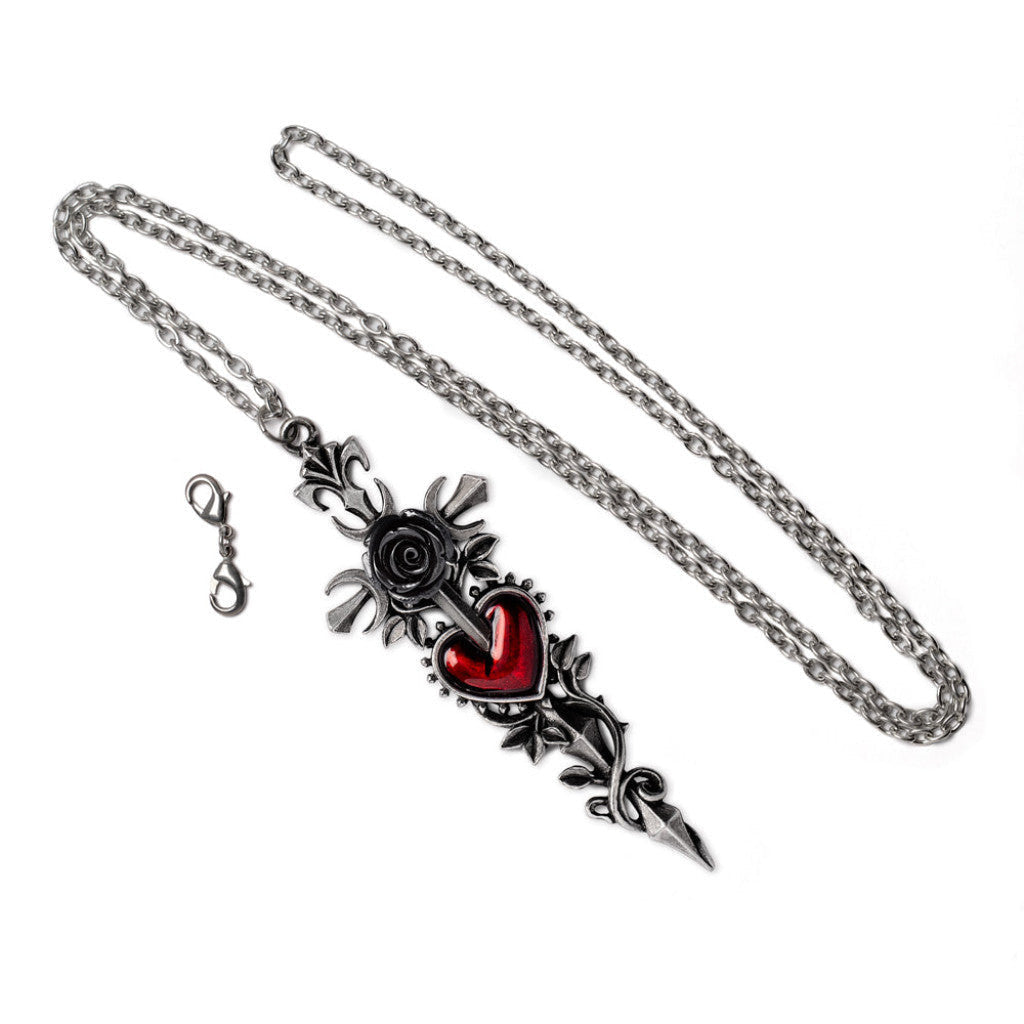Alchemy Gothic Cross of the Dark Kiss Necklace (P975)