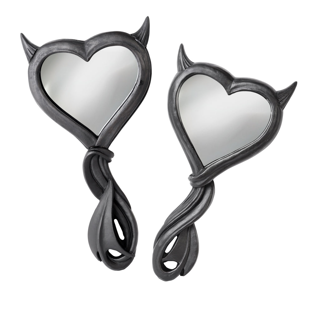 Alchemy Gothic Devil's Heart Hand Mirror (Black) (V80B)