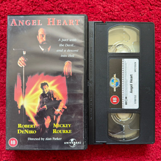 Angel Heart 1987 VHS video featuring Robert De Niro and Mickey Rourke with dramatic cover art