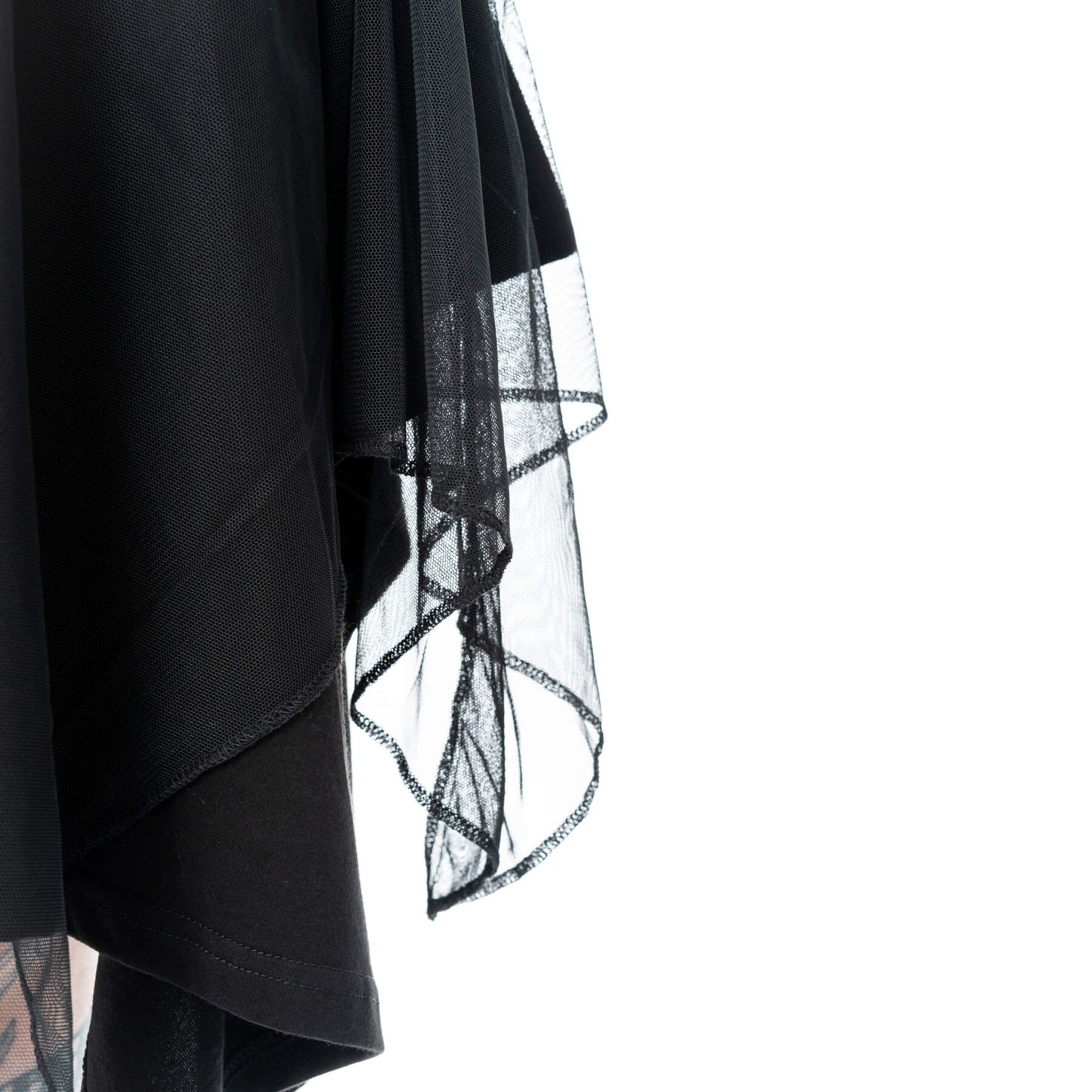 Poizen Industries Banshee Gothic Mini Dress - Cold Shoulder Mesh & Lace-Up