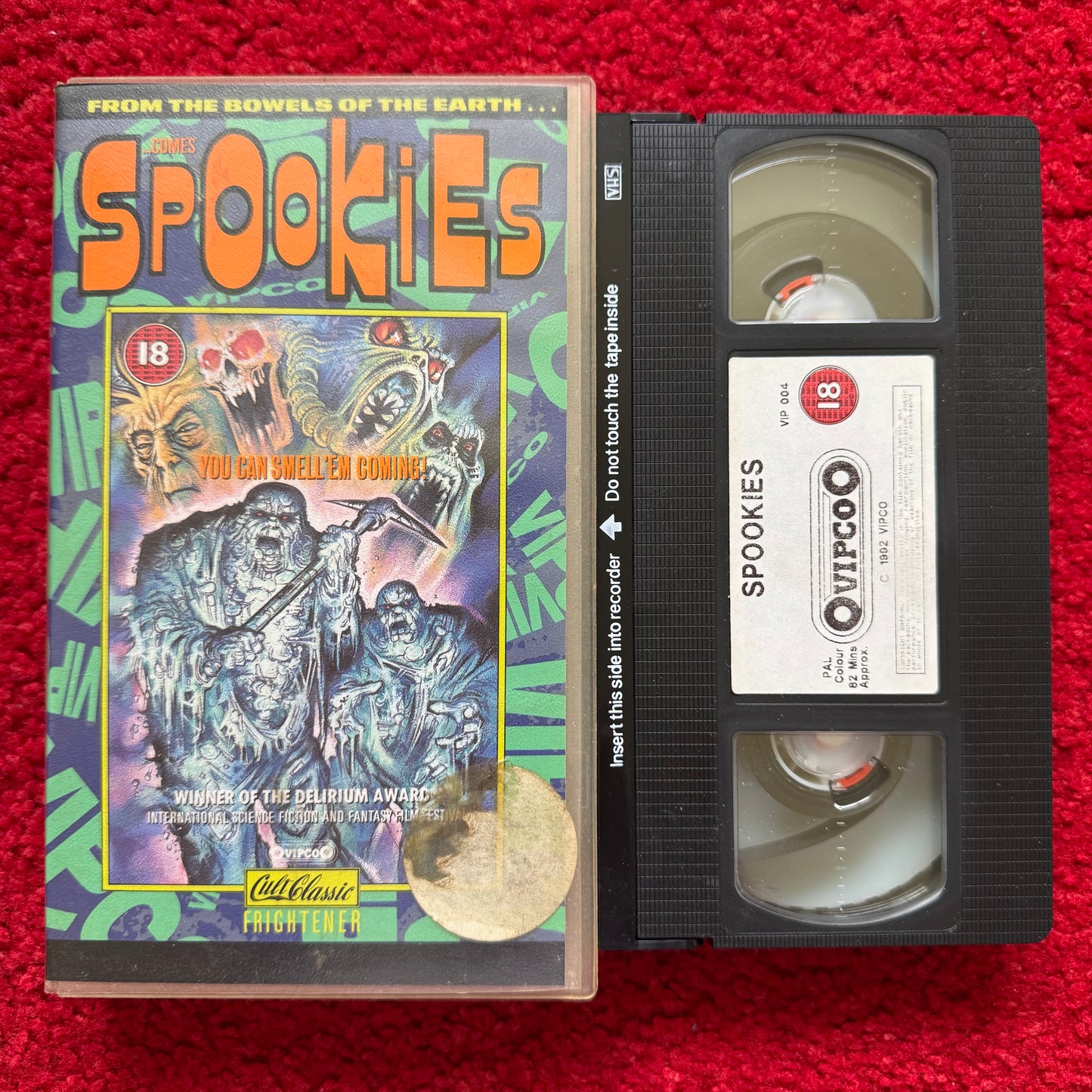 Spookies VHS 1986 horror film by Horror Stock, featuring iconic cover art for collectors to buy Spookies VHS 1986.