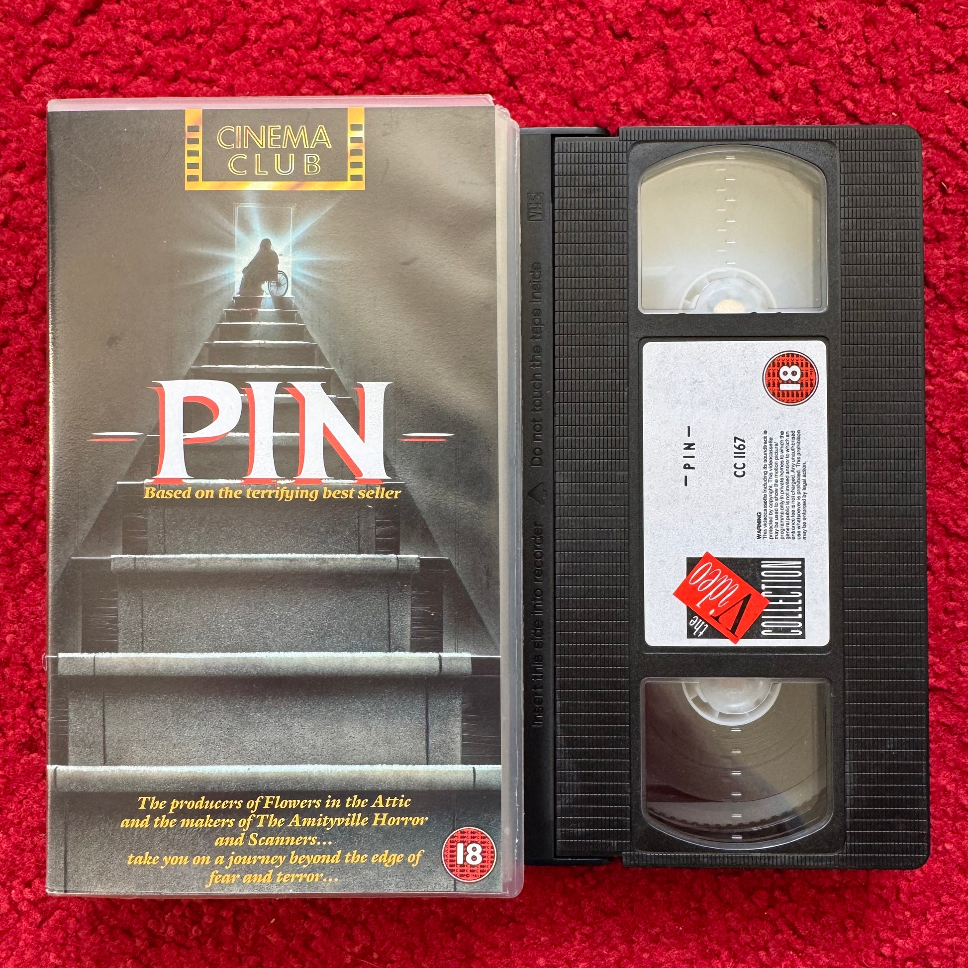 Pin VHS featuring artwork based on the terrifying best seller with classic horror elements
