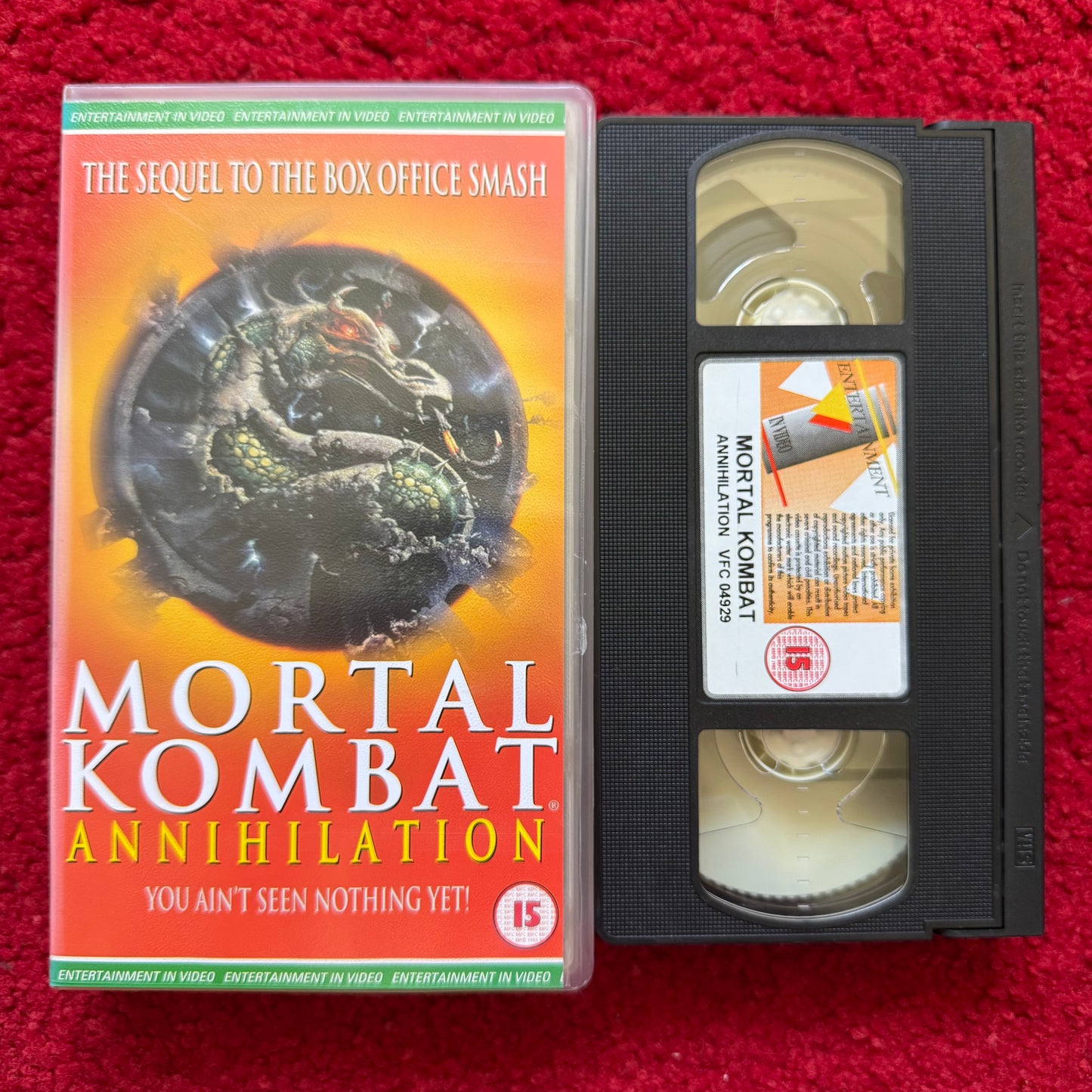 Mortal Kombat Annihilation VHS featuring iconic cover art and classic video format for horror movie fans