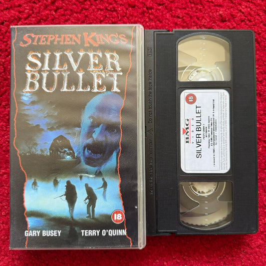 Stephen King's Silver Bullet VHS featuring horror elements and iconic cover art from the 1985 film
