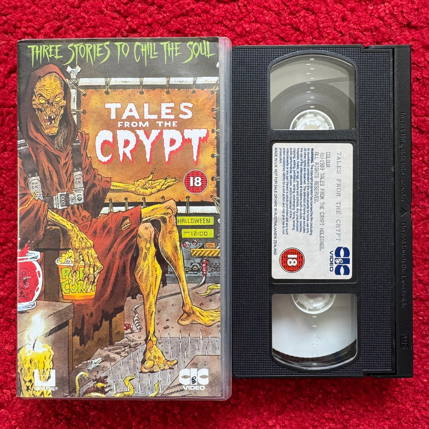 Tales from the Crypt VHS video with a chilling cover and three horror stories for fans of the genre