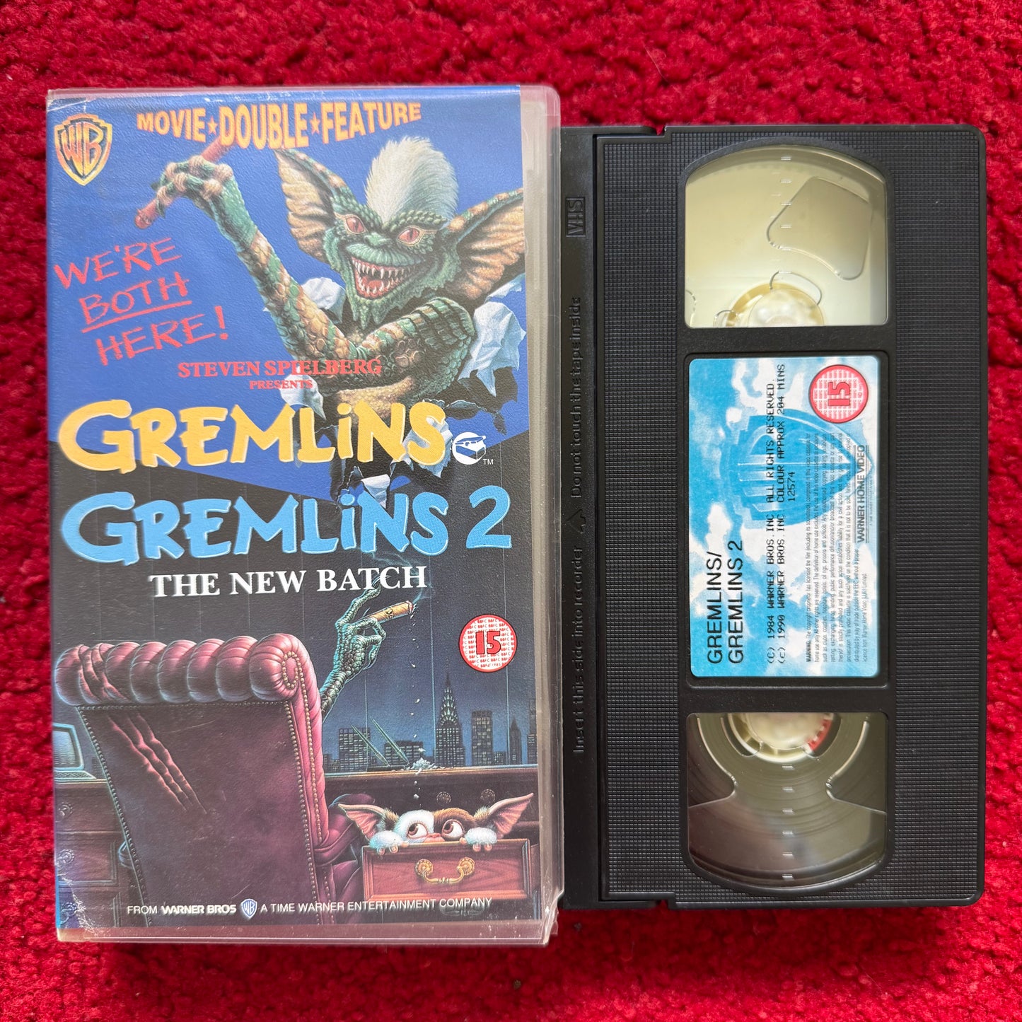 Gremlins VHS double feature with Gremlins and Gremlins 2 cover art and tape inside