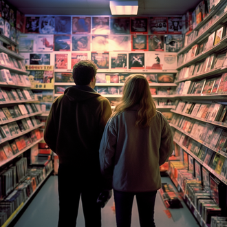 Couple in Video Rental Store