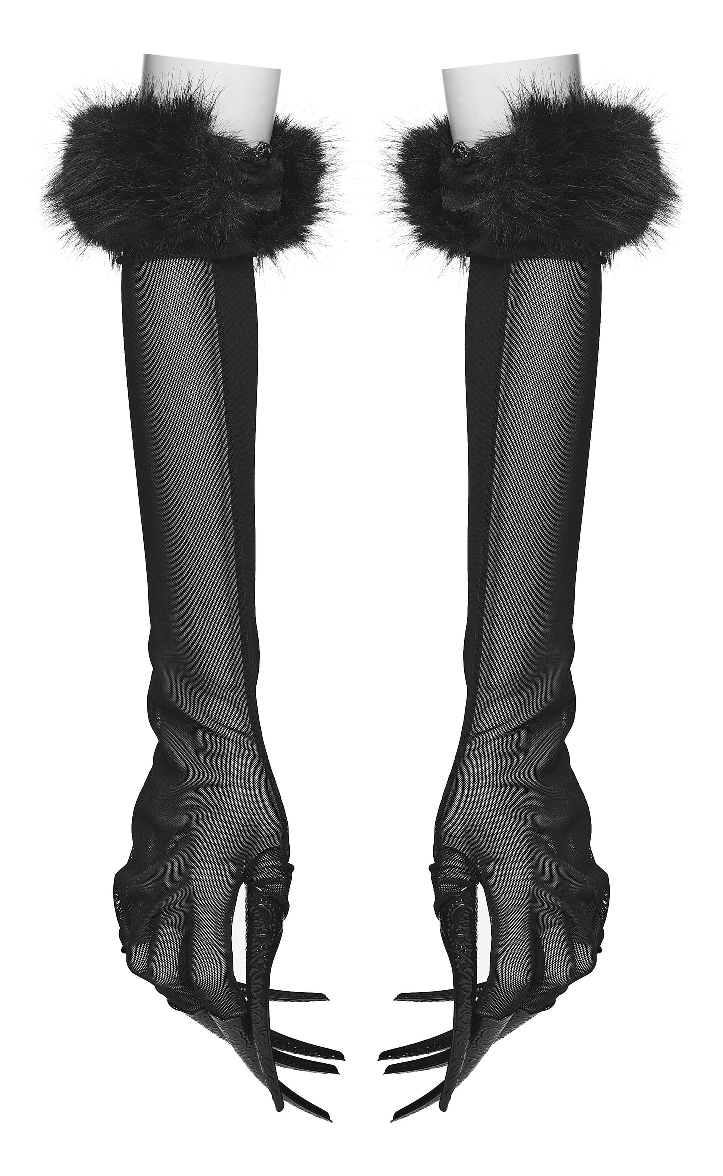 Punk Rave Fluffy Goth Claw Gloves