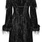 Punk Rave Morrigan Goth Gorgeous Jacquard Coat - Black