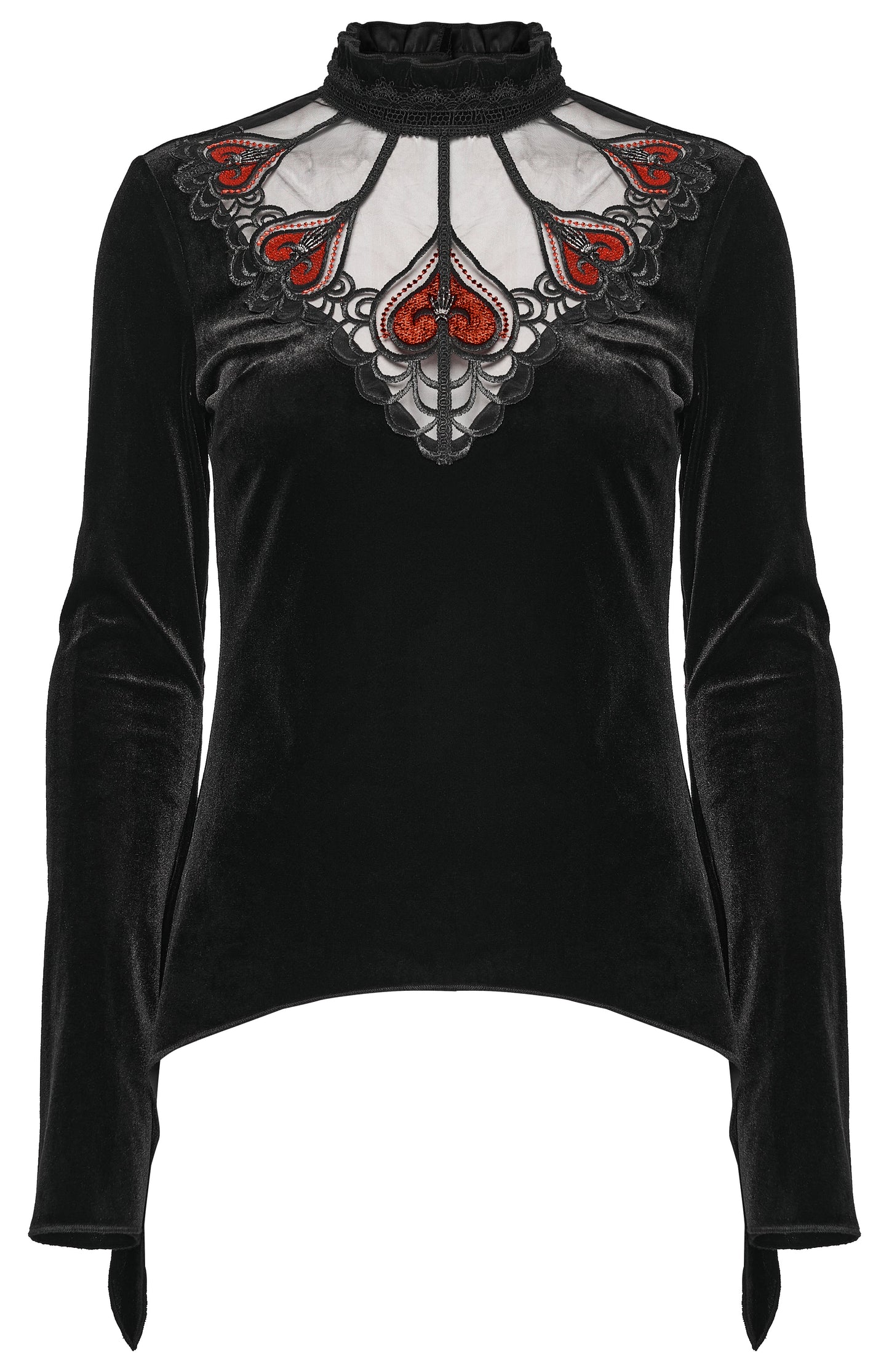 Punk Rave Belladonna Demon’s Hand Velvet T-Shirt in Red