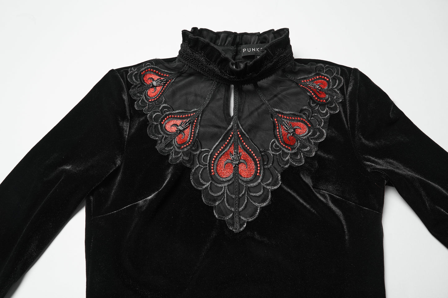 Punk Rave Belladonna Demon’s Hand Velvet T-Shirt in Red