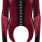 Punk Rave Leticia Burgundy Gradient Velvet Top with Feature Hooks and Eyes