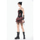 Dark in Love Punk Black and Tartan Cross Strap Nevida Top