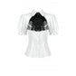 Dark in Love Elysia Ruffle Bib Puff Sleeve Goth Blouse in White
