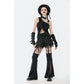 Dark in Love Morrigan One-Shoulder Lace Goth Top in Black