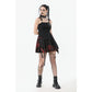 Dark in Love Nyssa Black & Red Strap Detail Goth Mini Dress