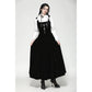Dark in Love Lux Black Velvet Horn Embroidery Maxi Dress