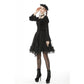 Dark in Love Melisandre Embroidered Velvet Mesh Goth Skirt in Black