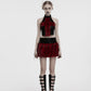 Punk Rave Valora Cross Fur Halter Top In Crimson