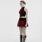 Punk Rave Valora Cross Fur Halter Top In Crimson