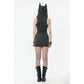 Dark In Love Salem Striped Cat Ear Hoodie Dress - Size UK 22 Left Only!