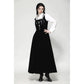 Dark in Love Lux Black Velvet Horn Embroidery Maxi Dress