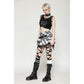 Dark in Love Quinn Punk Black and White Checkered Asymmetrical Messy Net Skirt