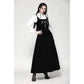 Dark in Love Lux Black Velvet Horn Embroidery Maxi Dress