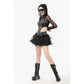 Dark in Love Bonded Tulle Layered Goth Mini Skirt in Black
