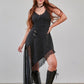 Banned Apparel Gothic Asymmetric Dress Mesh Hem Black
