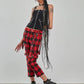Banned Alternative Nocturne Buckle Trousers Red Tartan