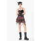 Dark in Love Linnea Plaid Mesh Layered Skirt