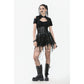Dark in Love Draven Layered Mesh & Faux Leather Waist Cincher Skirt