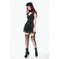 Black Floral Lace High-Neck Gothic Shoulder-Mantle Corset Top
