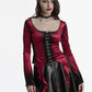 Punk Rave Leticia Burgundy Gradient Velvet Top with Feature Hooks and Eyes