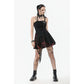 Dark in Love Nyssa Black & Red Strap Detail Goth Mini Dress