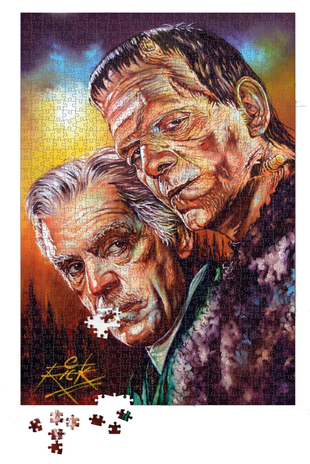 Boris Karloff and the Monster - Frankenstein Horror 1000 Piece Puzzle by Rick Melton