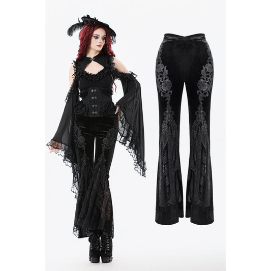 Dark in Love Erzebeth Velvet Lace Flare Trousers - Size UK 16 Left Only!