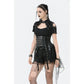Dark in Love Draven Layered Mesh & Faux Leather Waist Cincher Skirt